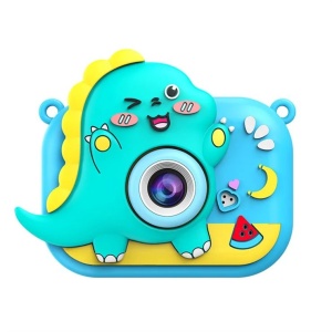 Camera foto copii digitala cu trepied model dinozaur albastru ecran 2 inch - Img 2