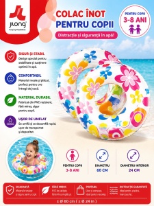 Colac gonflabil copii cu flori colorate, 60 cm, pentru piscina, mare si vacante - Img 3