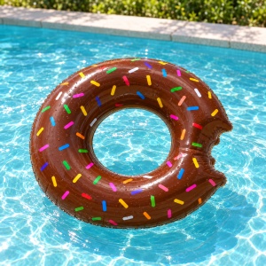 Colac Gonflabil Gogoasă Maro cu Sprinkles Colorate, 100 cm – pentru Plajă și Piscină - Img 6