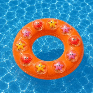 Colac Gonflabil Portocaliu cu Animăluțe Marine, 60 cm – pentru Piscină și Plajă - Img 2