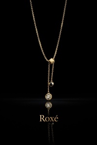 Colier auriu Roxé cu pandantive elegante și cristale fine, reglabil 45+5 cm - Img 2