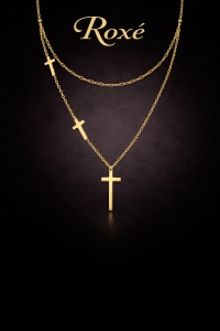 Colier ROXE auriu lant dublu cu cruciulite design elegant si modern - Img 2