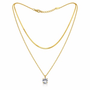 Colier Roxé auriu, pandantiv cristal – material inoxidabil, 40 cm, reglabil