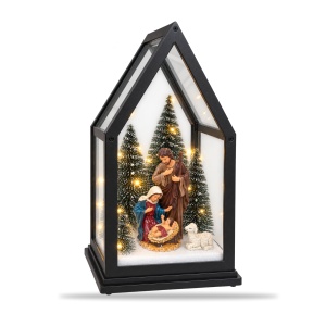 Decoratiune luminoasa de Crăciun cu muzica, model cu Nașterea Domnului, 28x14 cm - Img 2