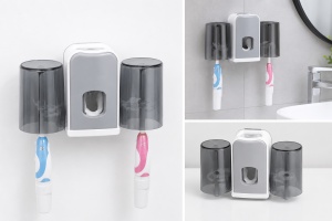 Dispenser pasta de dinti cu suport pentru periute, montare pe perete