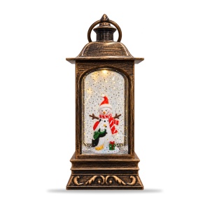 Felinar decorativ cu om de zapada, cu muzica SI lumina, 27x12x11cm