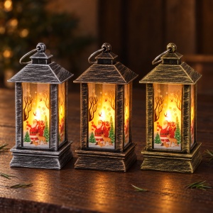 Felinar decorativ de Crăciun cu LED, set 24 de bucăți, 4x9 cm - Img 2