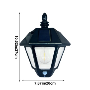 Felinar solar LED de perete, plastic, senzor mișcare, 27x20 cm, negru - Img 3