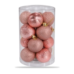 Globuri de Crăciun set 16 bucăți, rose-gold, diverse modele, plastic, 16x8 cm - Img 5