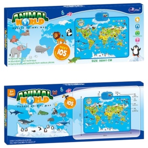Harta interactivă puzzle din plastic cu touchscreen, muzică și întrebări, 56x41 cm - Img 3