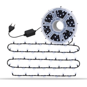 Instalație de Crăciun LED tip rolă, 100 m, 600 LED-uri, alb rece, fir negru, 8 moduri - Img 7