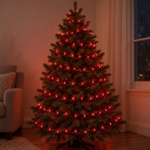 Instalatie de Craciun Liniara, 9 m, 100 LED-uri, Lumina Rosie, Fir Negru, Interior/Exterior - Img 3