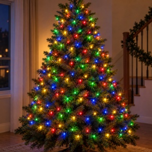 Instalație de Crăciun tip rolă, 50 m, 240 LED-uri multicolore, fir negru - Img 6