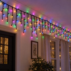 Instalație de Crăciun tip țurțuri, 17 m, 200 LED-uri, multicolor, fir negru - Img 7