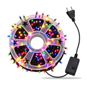 Instalație LED de Crăciun tip rolă, 50 m, 400 LED-uri, multicolor, fir negru, 8 jocuri de lumini - Img 2