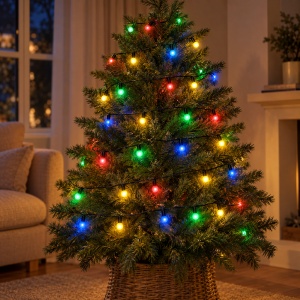 Instalație LED Tip liniară, 40 LED multicolor, model globulet, 4 m, fir negru - Img 8
