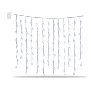 Instalație LED tip ploaie, 240 LED, 6 m, alb rece, interconectabilă, fir alb - Img 4