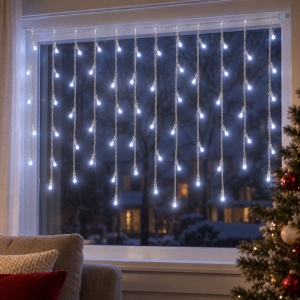Instalație luminoasă de Crăciun tip ploaie, 240 LED, 3 m, fire 2 m, alb rece, interconectabilă - Img 4