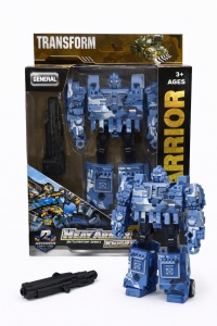 Jucarie 2 in 1 tanc transformabil in robot, model albastru, 22.5 cm, cu accesorii - Img 2