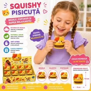 Jucărie Antistres Squishy Biscuit Pisicuță – Moale și Elastică