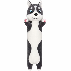 Jucărie de pluș cățel Husky 110 cm – pernă lungă, pluș moale