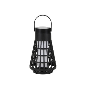 Lampă solară cu LED, lanternă decorativă cu flacără pâlpâitoare, plastic, negru, 11x11 cm - Img 2