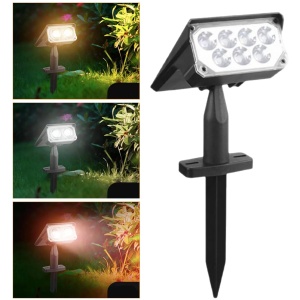 Lampă solară de sol cu două capete luminoase, plastic rezistent, culoare neagră - Img 2