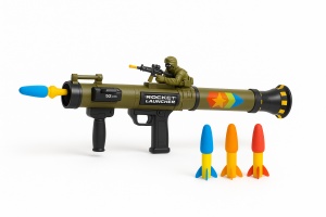 Lansator Rachete Jucarie 52 cm cu 3 Proiectile EVA si Soldat , Rocket Launcher