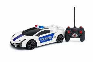 Mașină cu telecomandă Adventura Toys, plastic, lumini, albastru-alb
