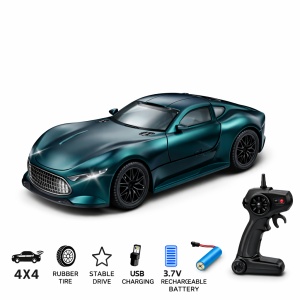 Mașină de curse teleghidată verde închis cu acumulator 3,7V, telecomandă 2,4G