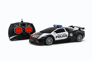 Masina politie RC sport cu telecomanda, lumini, design modern, negru 27x10 cm