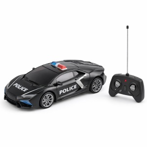 Masinuta politie radiocomandata, cu lumini si sunete, usi si capota deschise, culoare negru - Img 2