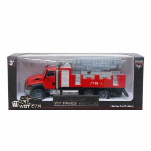 Masinuta pompieri die-cast din metal, 20.5 cm, cu functie pull back