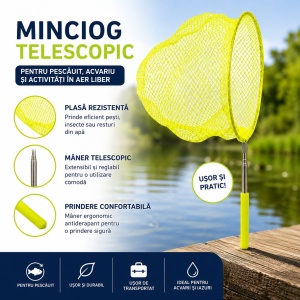 Minciog Telescopic Galben pentru Pescuit și Acvariu – Ușor, Rezistent și Extensibil - Img 2