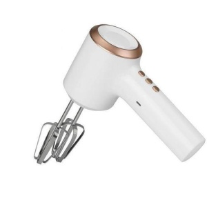 Mixer electric portabil 2 in 1 cu accesorii, reincarcabil USB, alb