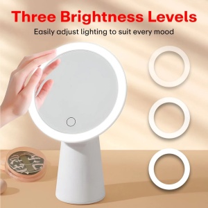 Oglinda cosmetica LED pentru machiaj, touch control, lumina reglabila 3 moduri, rotatie 90°, USB - Img 4