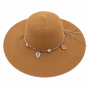 Pălărie de Soare Damă Maro cu Bor Lat și Accesorii Boho