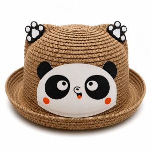 Palarie de Vara Maro Caramel cu Panda pentru Copii, Protectie UV si Design Vesel