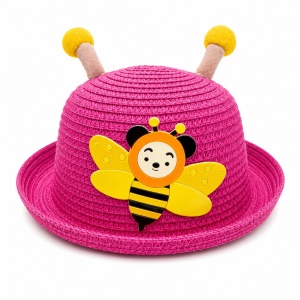 Palarie de Vara Roz pentru Copii, cu Design Albina si Protectie UV