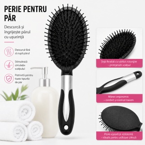 Perie de Păr Ovala cu Peri Flexibili – Descurcare Delicată și Îngrijire Zilnică - Img 2