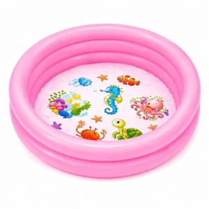 Piscina Gonflabila pentru Copii, Roz, cu Model Animale Marine, PVC Rezistent