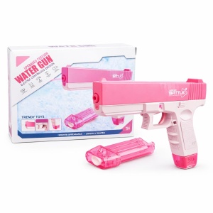 Pistol cu apă din plastic, model 818-1, culoare roz, acțiune distractivă pentru joaca în aer liber