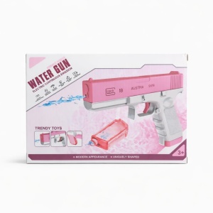 Pistol cu apa electric pentru copii, rezervor detasabil, roz alb - Img 2