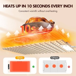 Plită electrică portabilă tip covoraș, încălzire rapidă, temperatură reglabilă, design rulabil, crem - Img 6