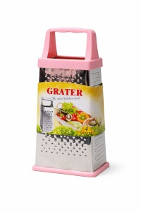 Razatoare bucatarie inox cu 4 fete 23x10 cm, maner si baza roz pastel