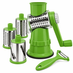 Razatoare manuala multifunctionala 4 in 1 pentru legume si fructe cu tamburi inox VERDE