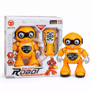 Robot inteligent cu telecomanda, lumini si sunete, dans si miscari, galben, 26 cm