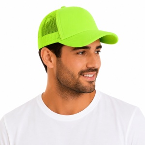 Sapca reglabila unisex cu plasa, verde neon, cozoroc curbat si inchidere ajustabila - Img 3