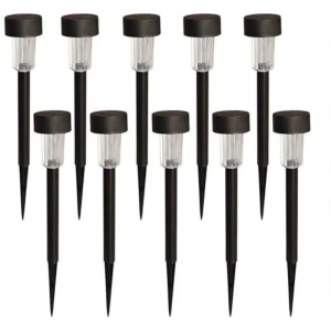 Set 10 Lumini Solare LED pentru Grădină, Plastic Negru, Lumină Rece