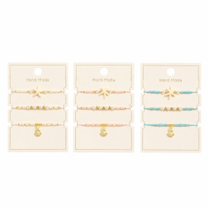 Set 12 Brățări Trio Handmade cu Stea de Mare – 16 cm, Reglabile, Culori Diferite